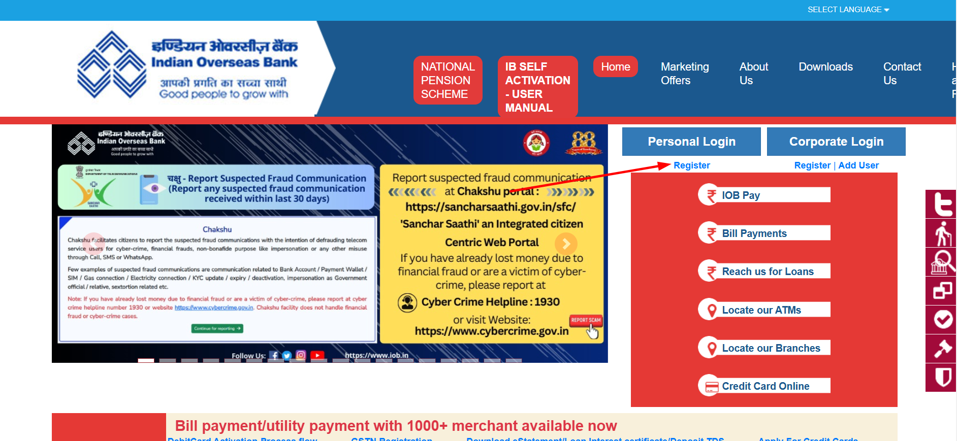 IOB Net Banking Registration