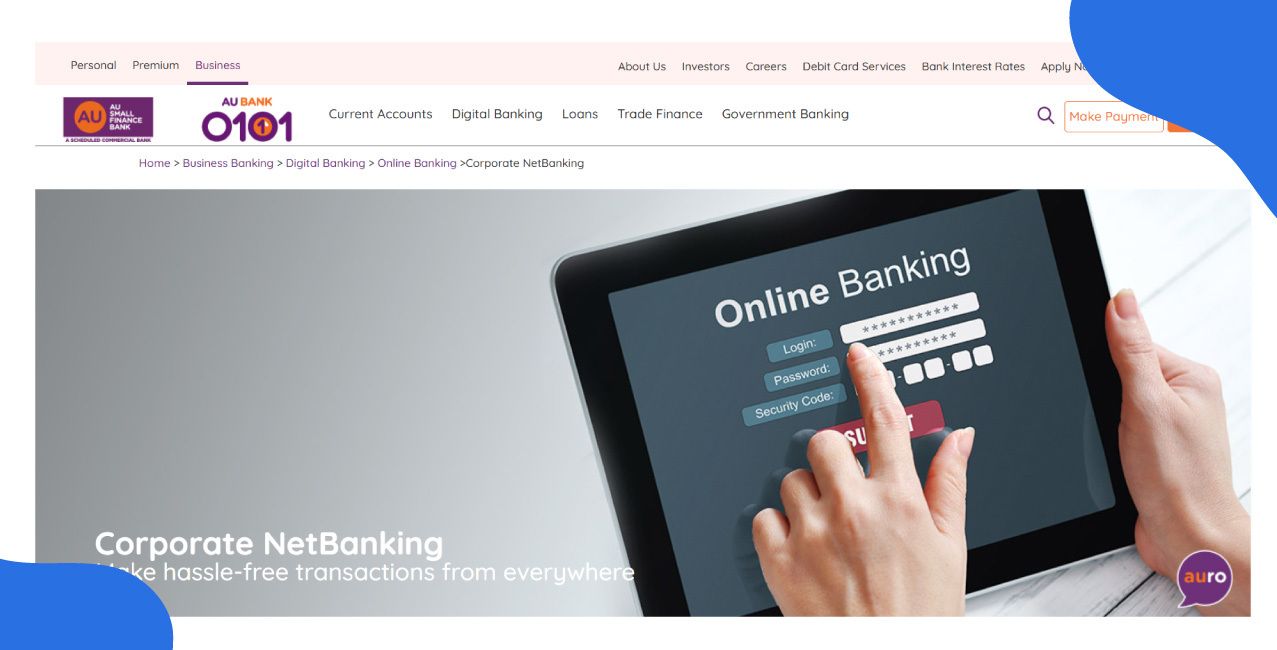 AU Bank Corporate Net Banking – Activate & Access 24/7 Business Banking