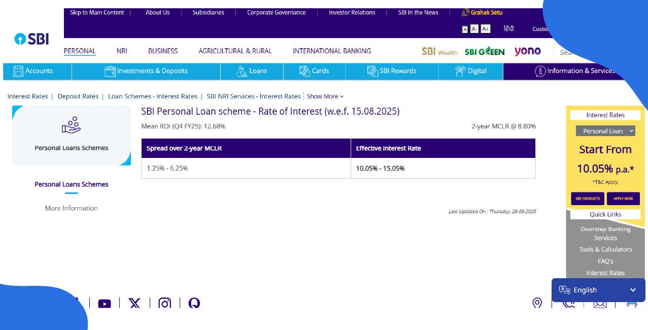SBI Personal Loan Interest Rate – Complete Rate & Scheme Overview