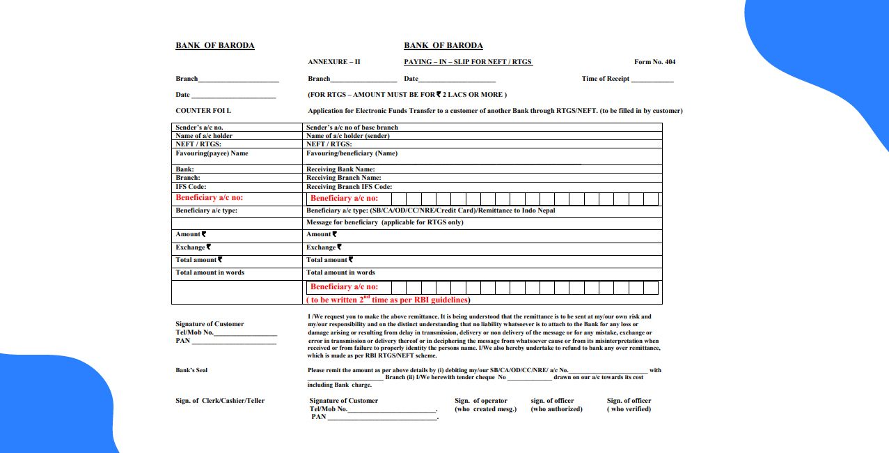 BOB RTGS Form | Download & Updated Guide