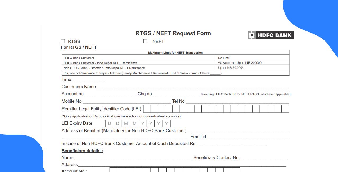 HDFC Bank RTGS Form | Download & Updated Guide