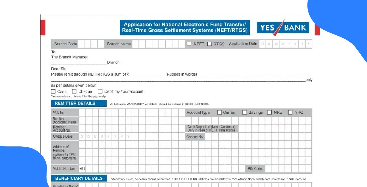 Yes Bank RTGS Form | Download, Filling Process & Charges