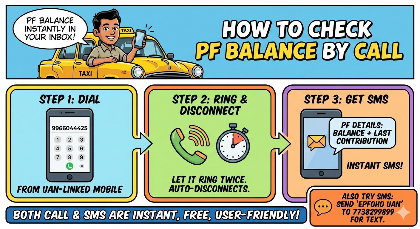 how to check pf balance by call