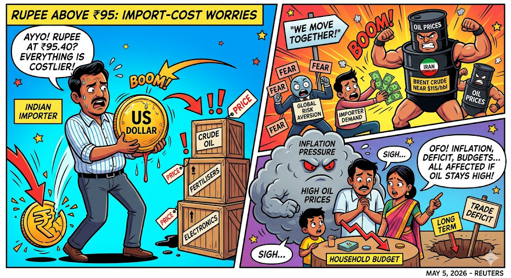 Rupee Above ₹95 Raises Import-Cost Worries