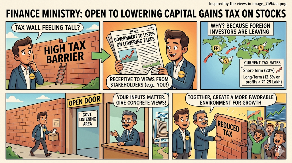 Finance Minister says government is open to stakeholder views on reducing capital gains tax on stock investments