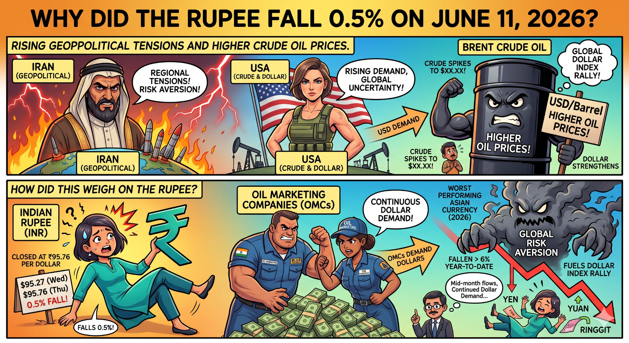 Why Did the Rupee Fall 0.5% on June 11, 2026?