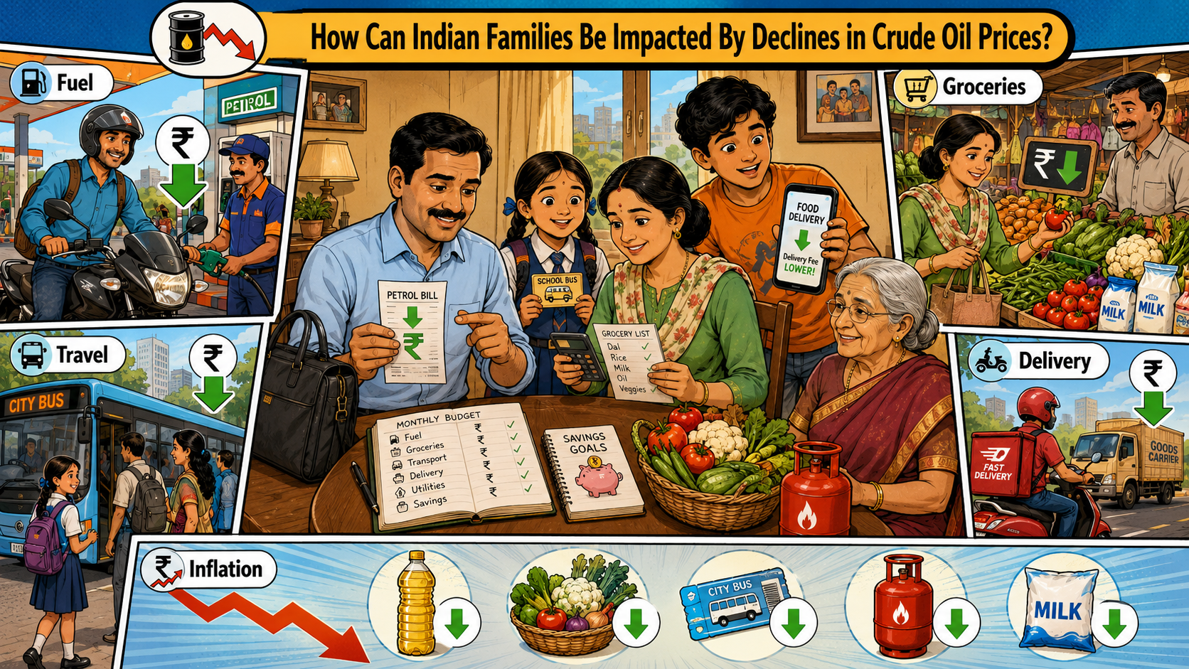 How Can Indian Families Be Impacted By Declines in Crude Oil Prices?