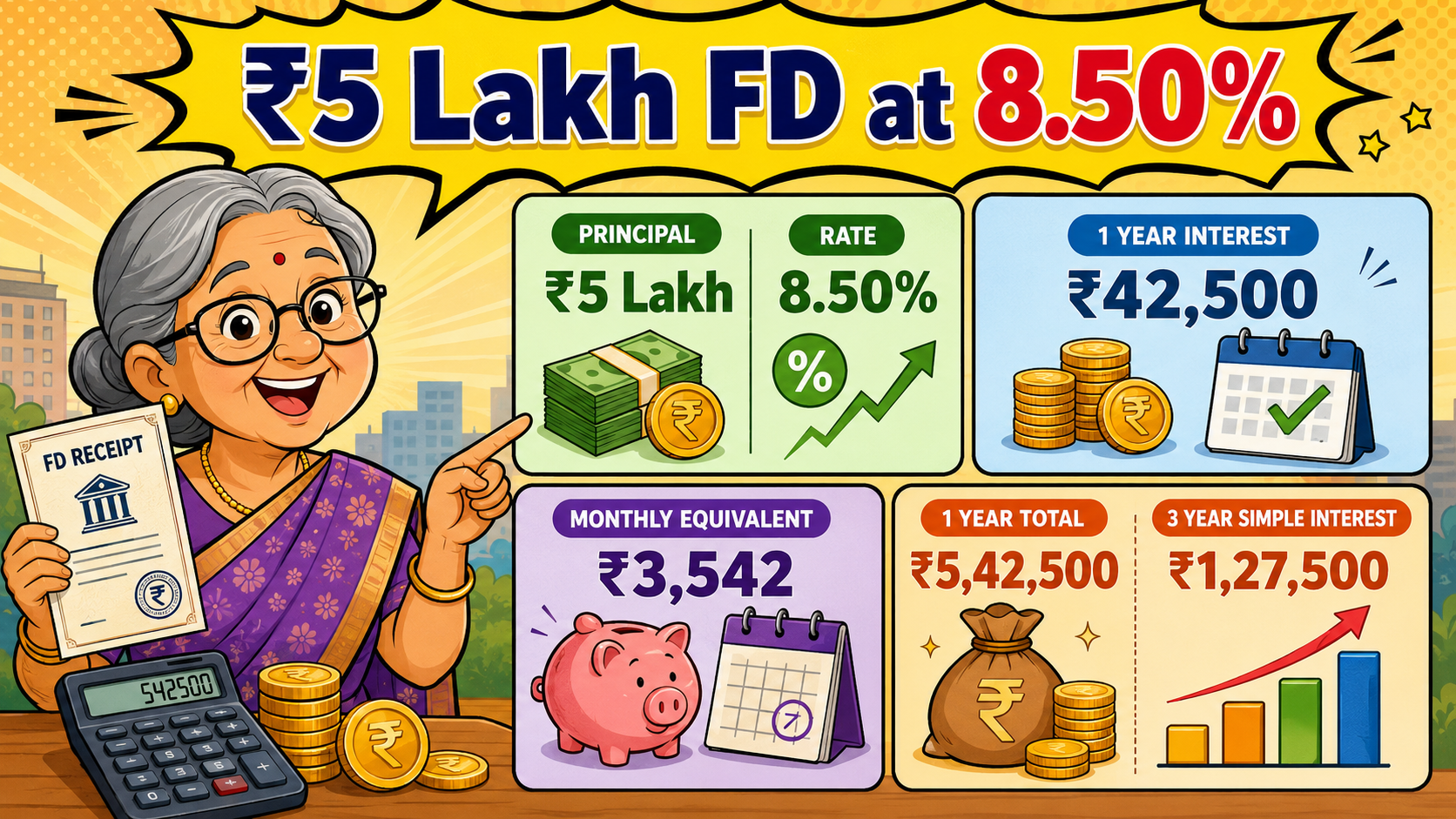 What Does An 8.50% FD Pay On ₹5 Lakh?