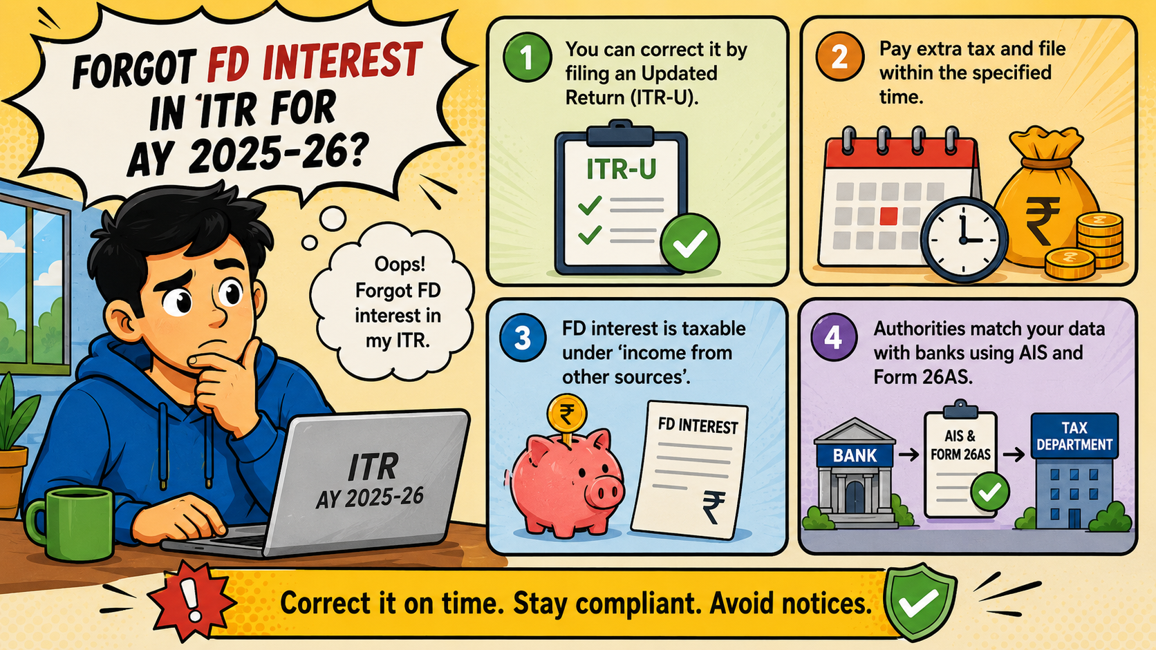What would be the Scenario If FD Interest was not Mentioned in the ITR for AY 2025-26?