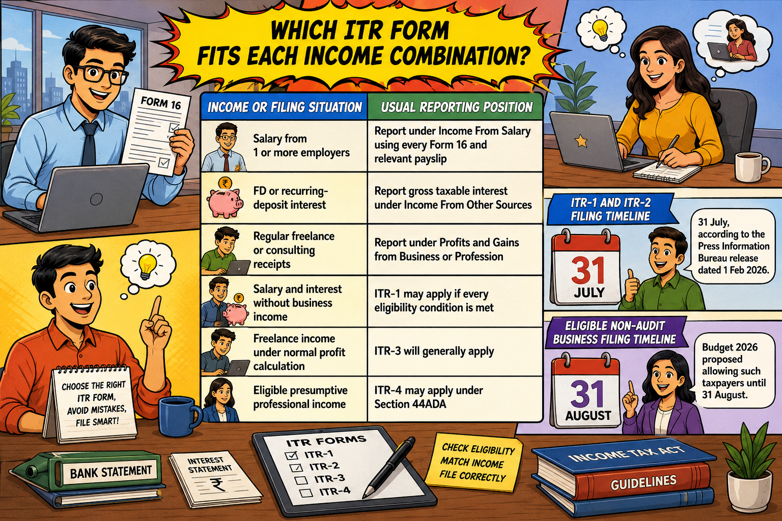 Which ITR Form Fits Each Income Combination?