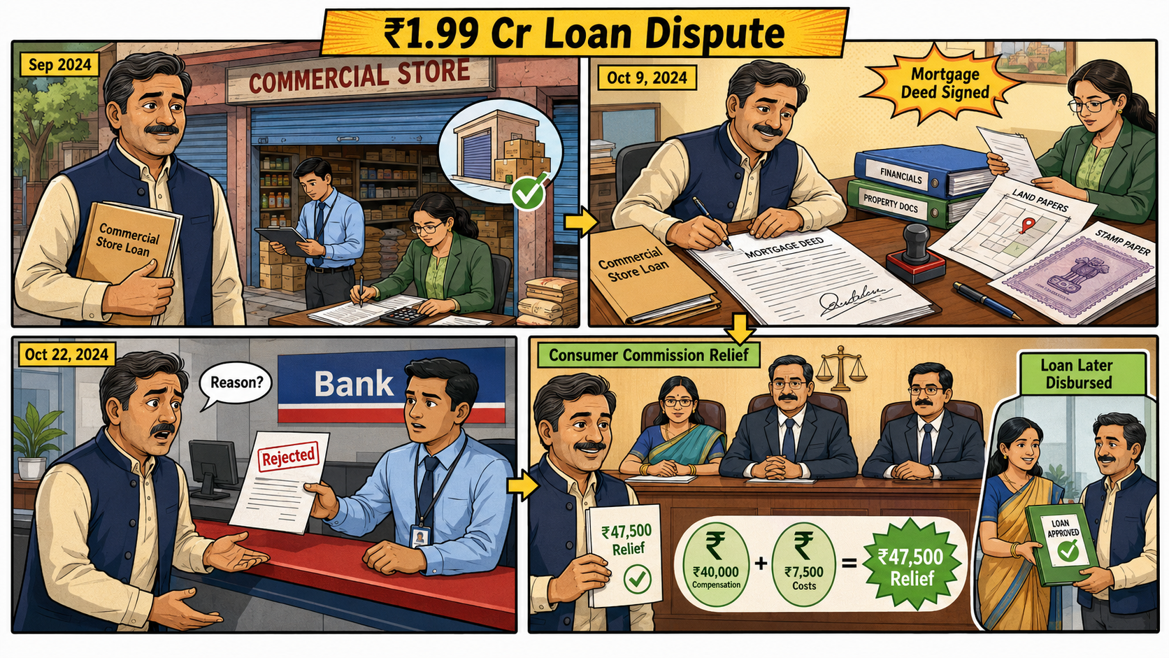 Businessman Awarded ₹47,500 After Bank Rejects ₹2 Crore Loan