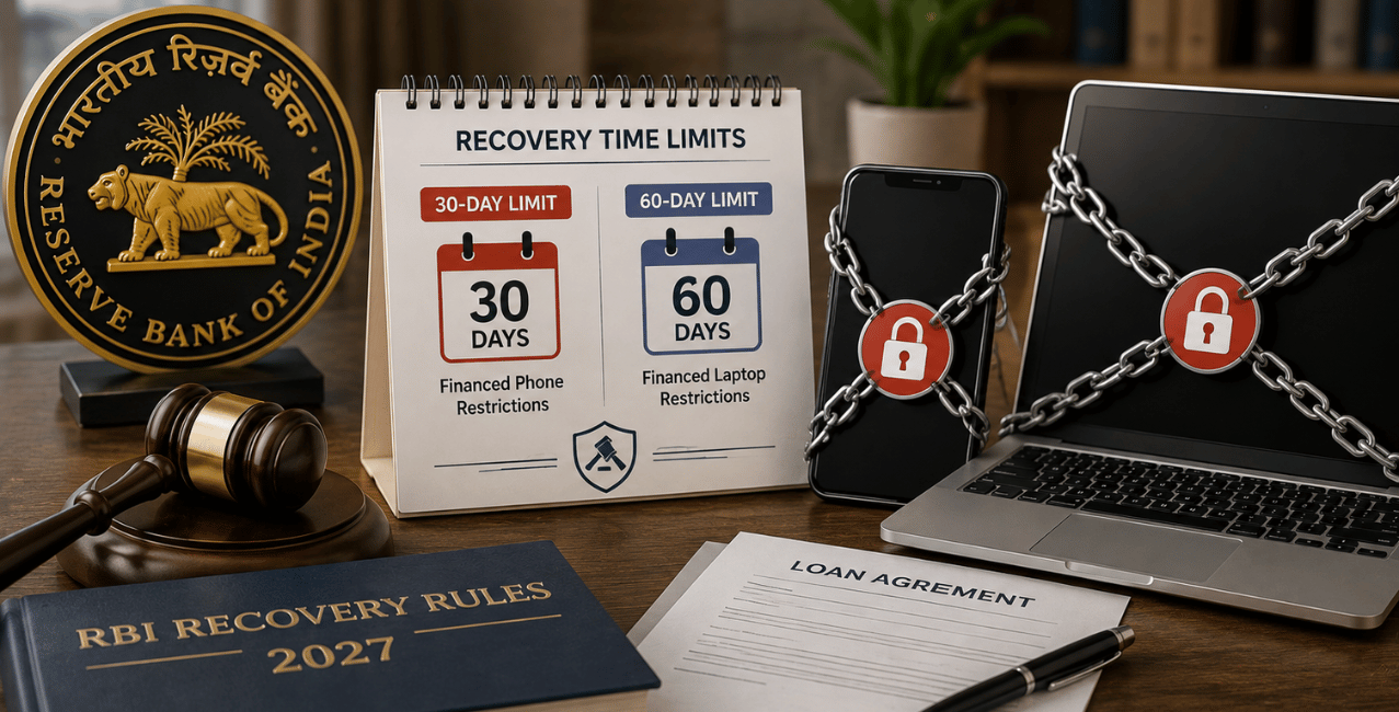 RBI Recovery Rules 2027 Bring 30-Day and 60-Day Limits on Financed Phone and Laptop Restrictions