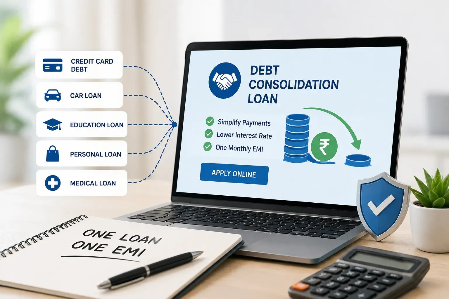 Online Debt Consolidation Loan: Meaning, Process, Eligibility & Benefits