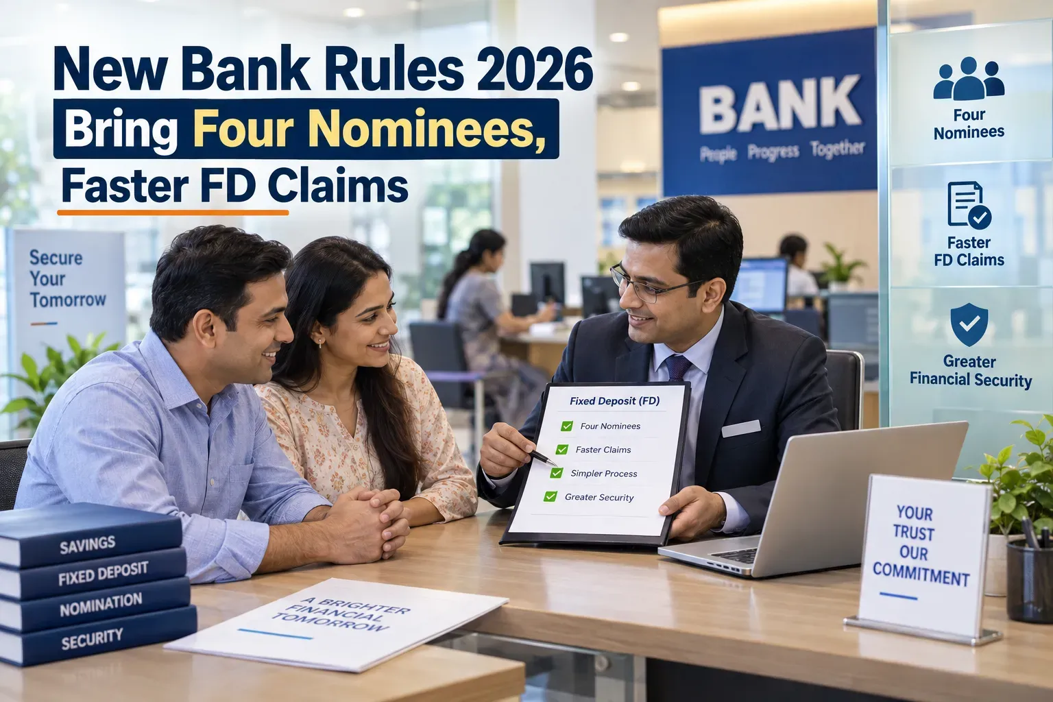 New Bank Rules 2026 Bring Four Nominees, Faster FD Claims And ₹5,000 Daily Relief