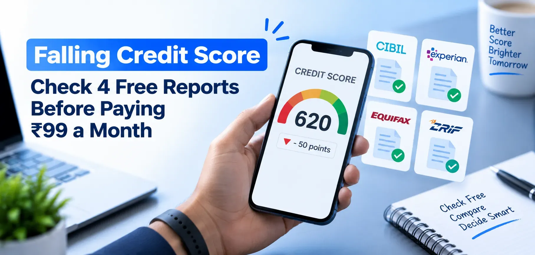 Falling Credit Score? Check 4 Free Reports Before Paying ₹99