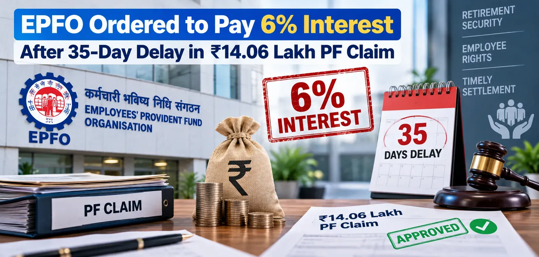 EPFO Ordered to Pay 6% Interest for 35-Day PF Claim Delay