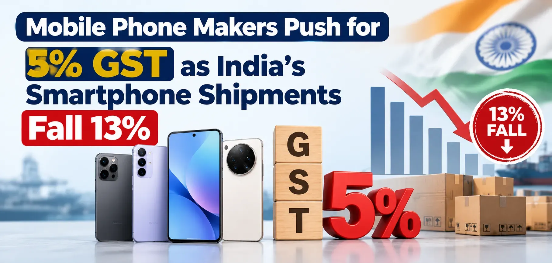 Mobile Phone Makers Push for 5% GST as India’s Smartphone Shipments Fall 13%
