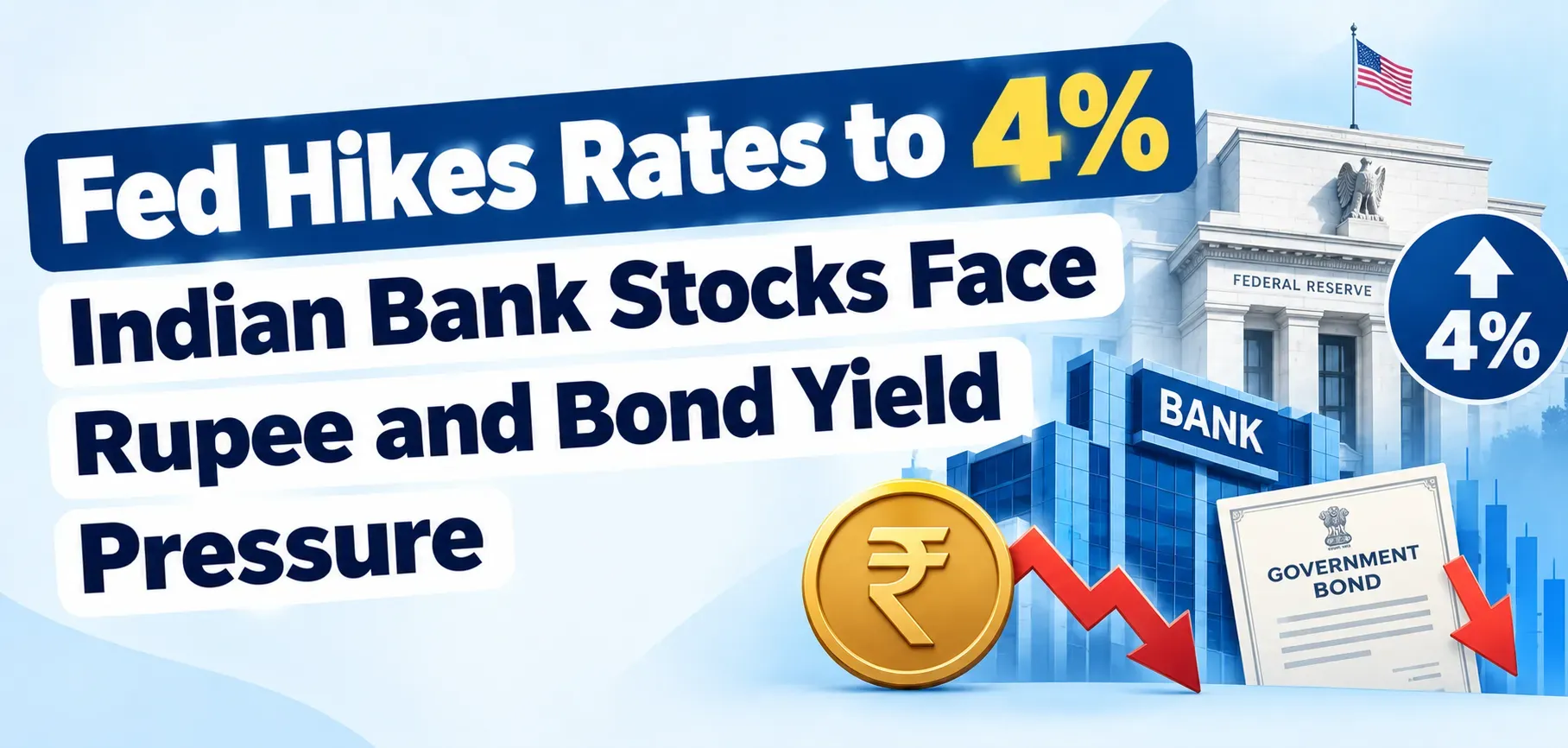Fed Hikes Rates to 4%: Indian Bank Stocks Face Rupee and Bond Yield Pressure