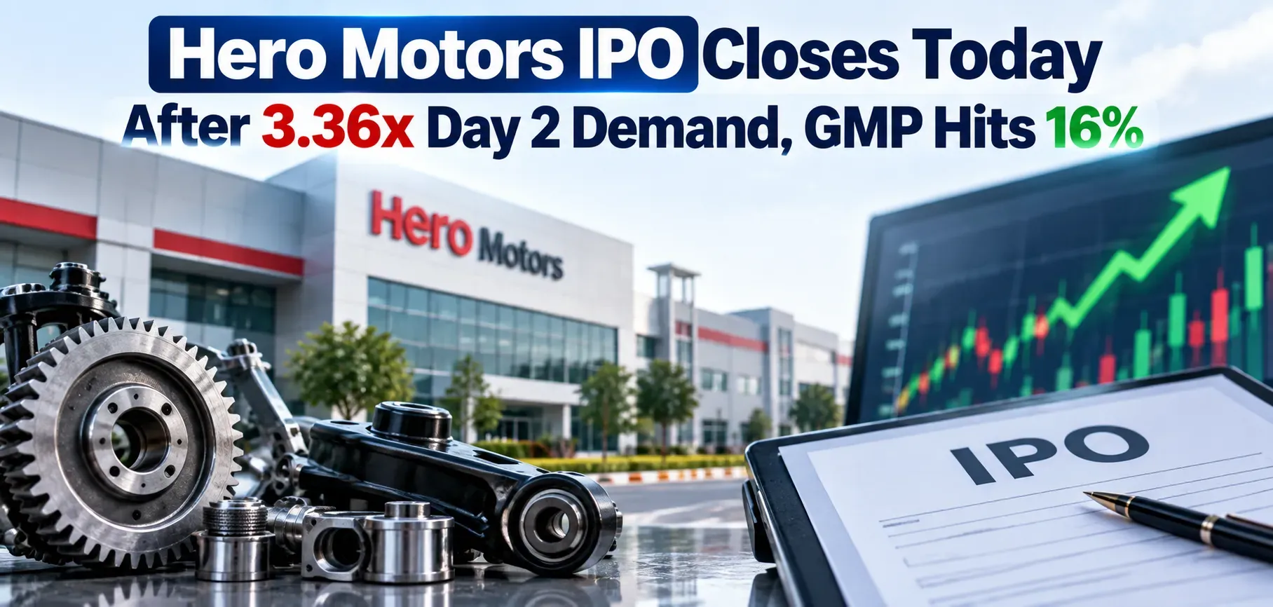 Hero Motors IPO Closes Today After 3.36x Day 2 Demand, GMP Hits 16%