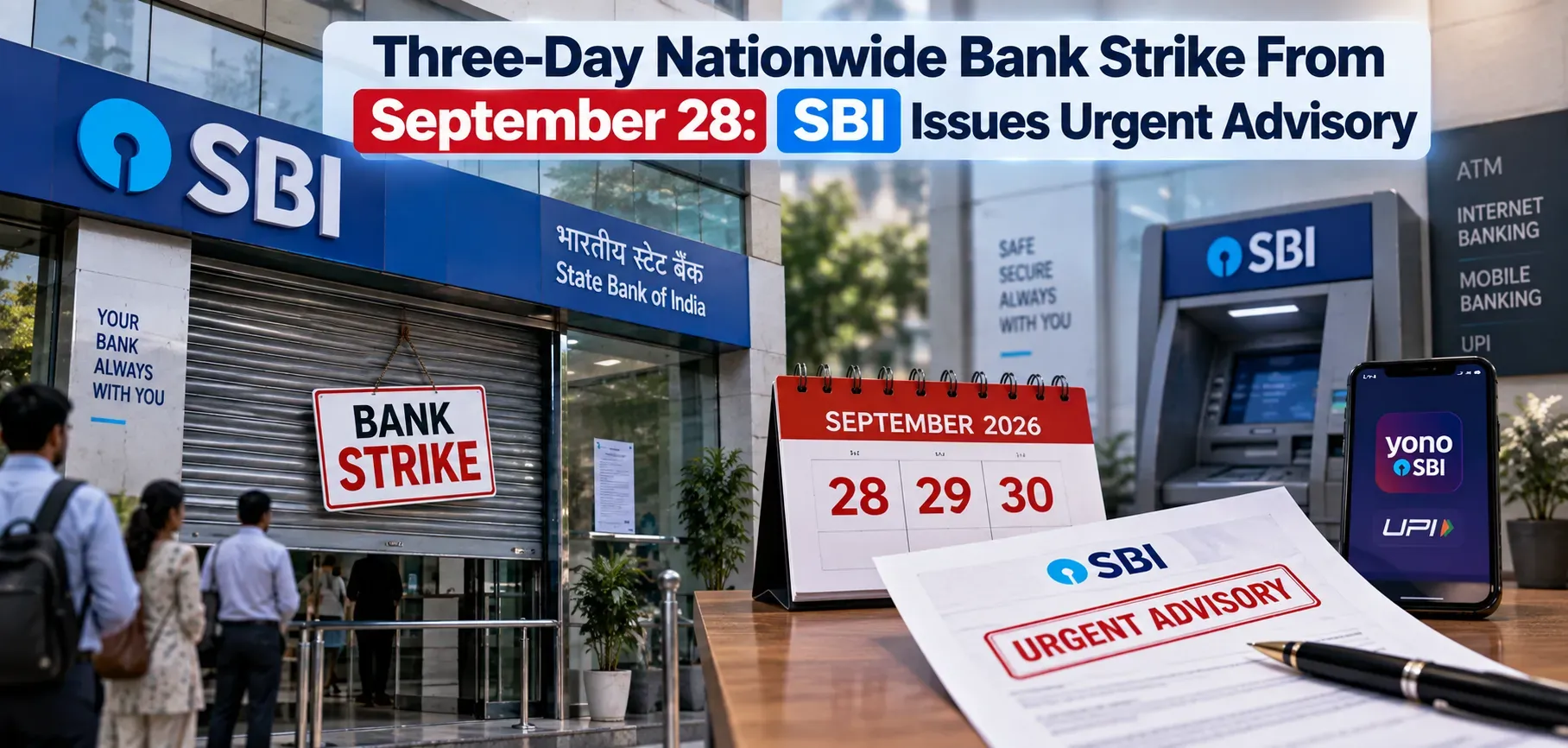 Three-Day Nationwide Bank Strike From September 28: SBI Issues Urgent Advisory