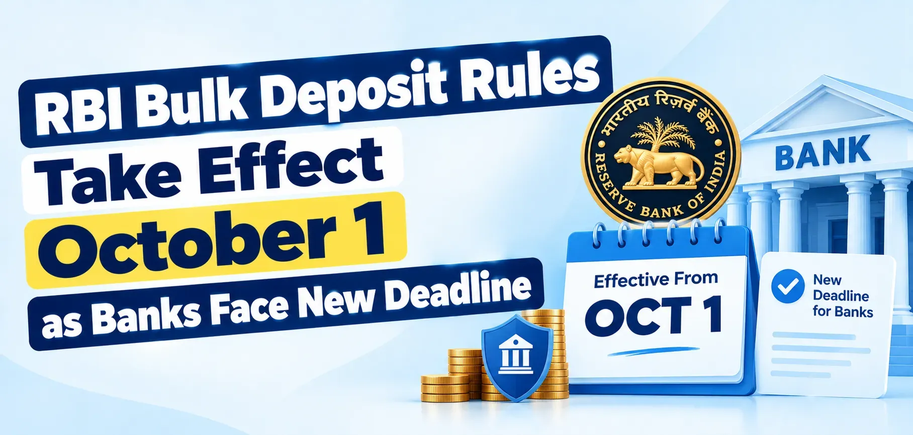 RBI Bulk Deposit Rules Take Effect October 1 as Banks Face New Deadline