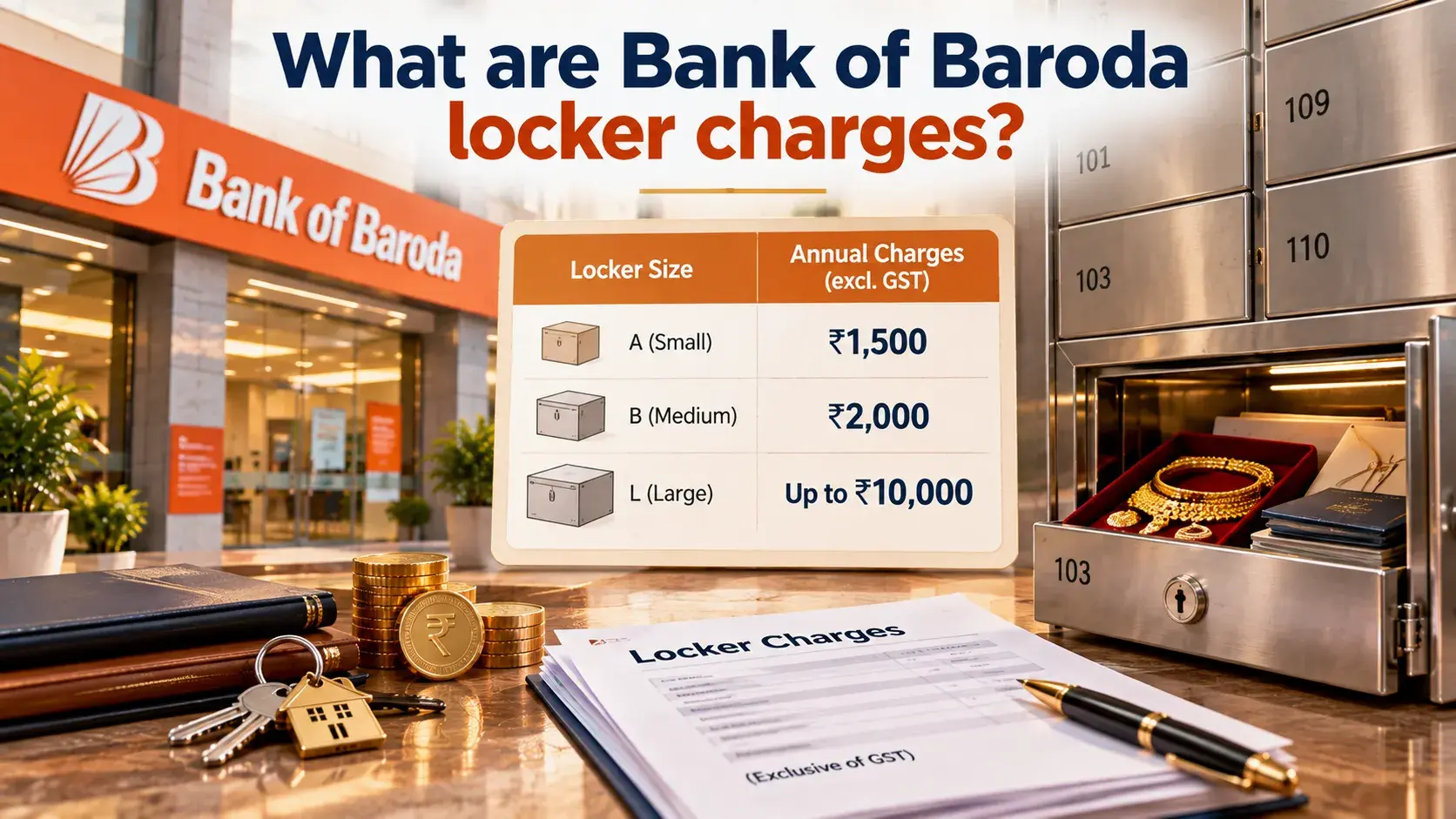 What are Bank of Baroda locker charges?