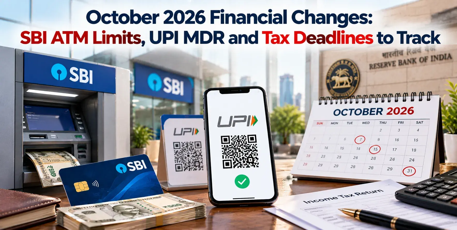 October 2026 Financial Changes: SBI ATM Limits, UPI MDR and Tax Deadlines to Track
