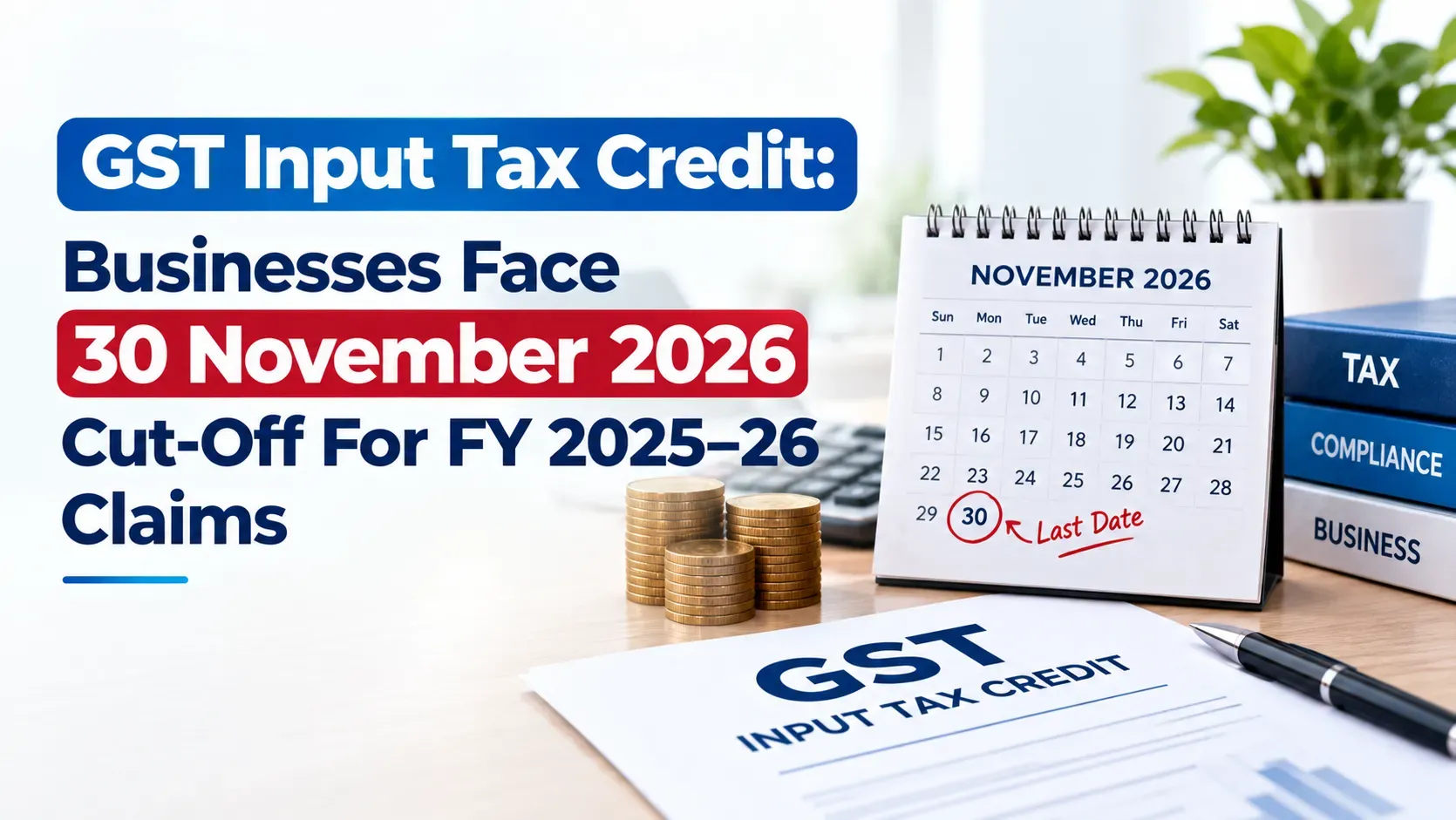 GST Input Tax Credit: Businesses Face 30 November 2026 Cut-Off For FY 2025–26 Claims