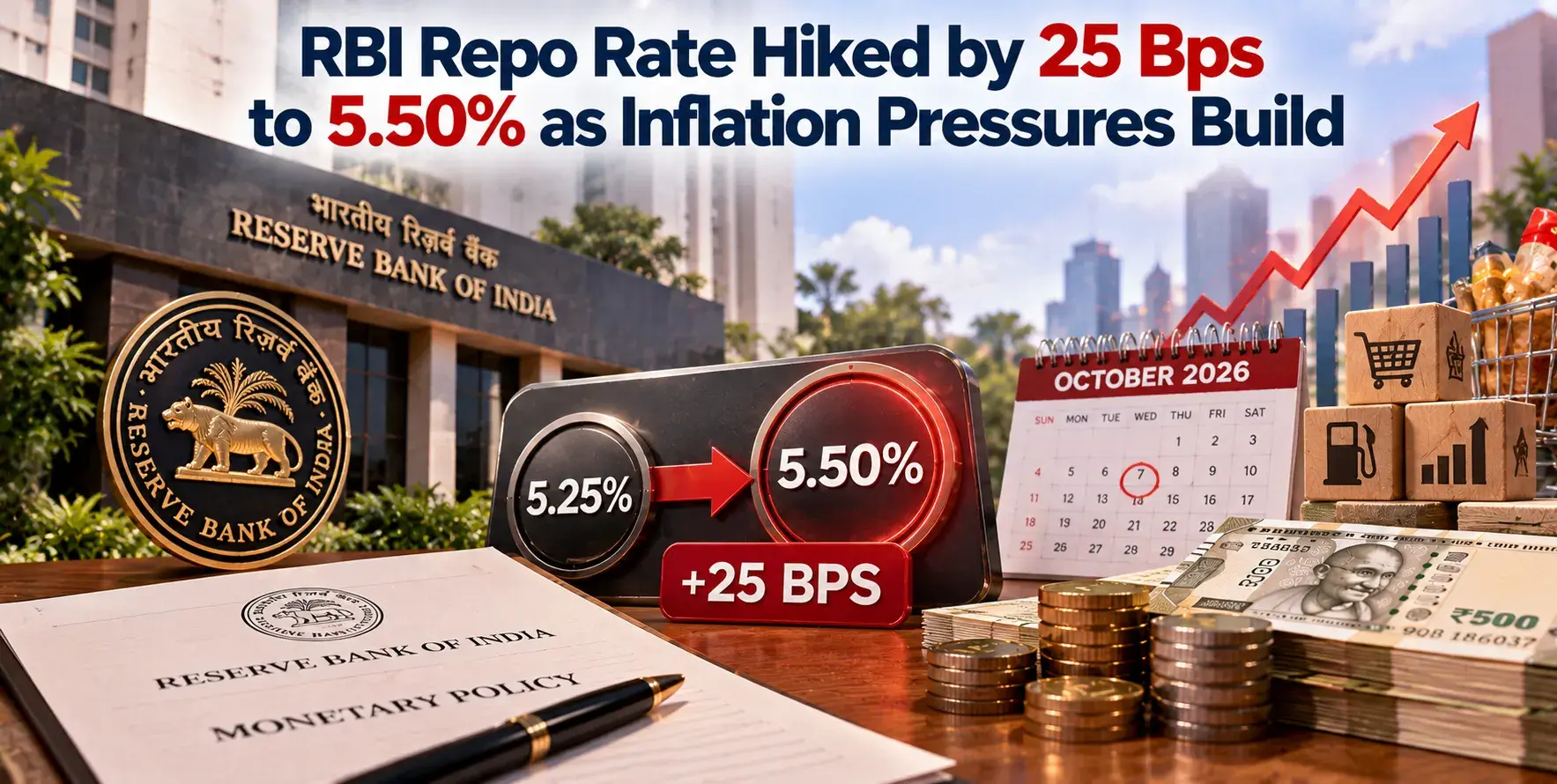 RBI Repo Rate Hiked by 25 Bps to 5.50% as Inflation Pressures Build