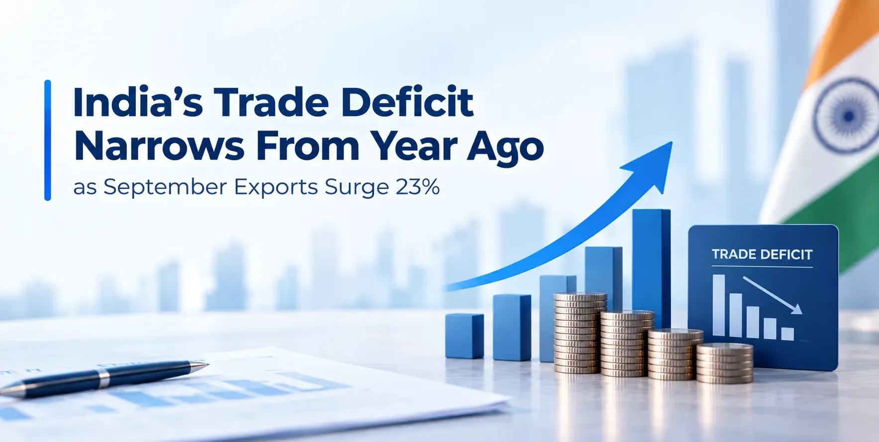 India’s Trade Deficit Narrows From Year Ago as September Exports Surge 23%